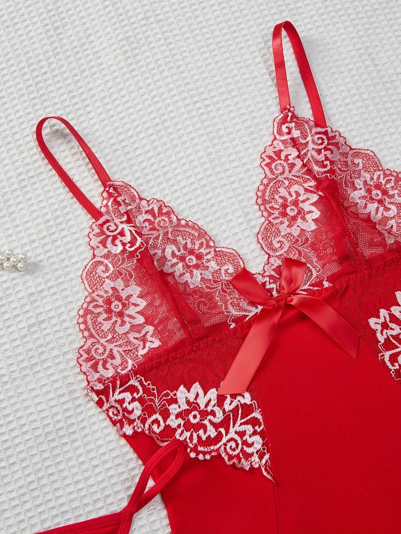 Sexy Womens Slip Fashion Design Evening Dress Lace Splicing Work Comfortable Slip Dress+thong Womens Sexy Sleeveless V-neck Evening Dress W250103