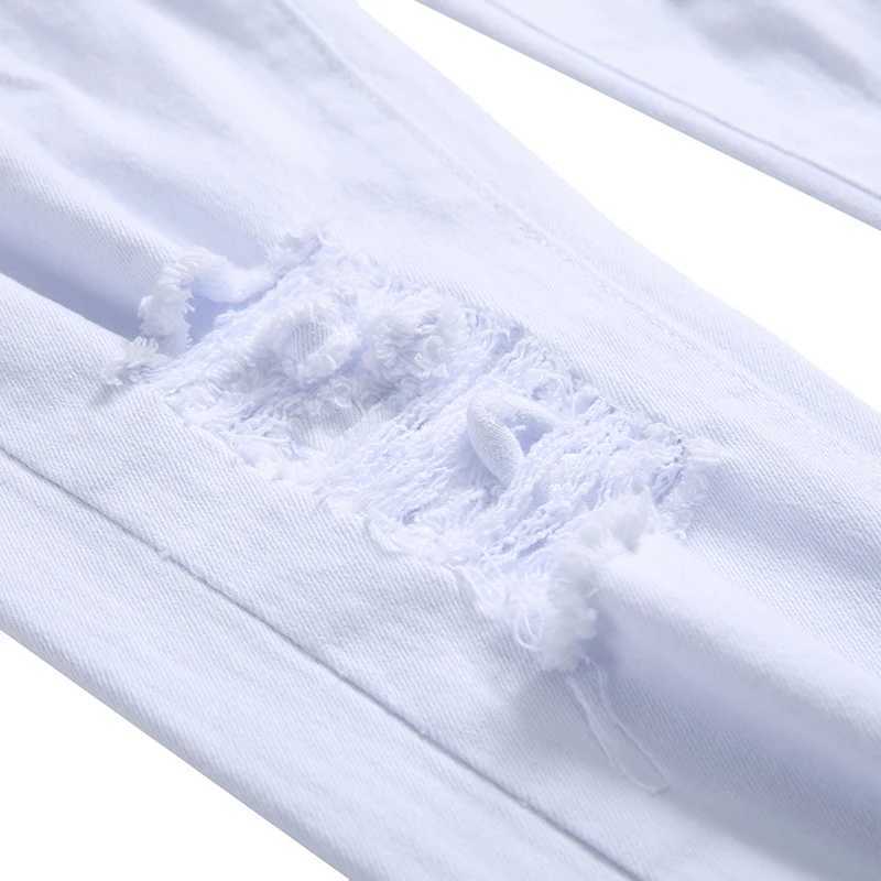 Hole denim pants mens trendy brand ripped jeans pure thin fully matched street hip-hop mens plus size W250103