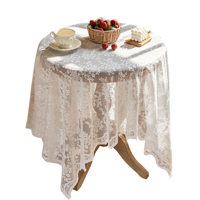 French Pastoral Lace Decorative TV Cabinet Cover Mesh Tablecloth P-1