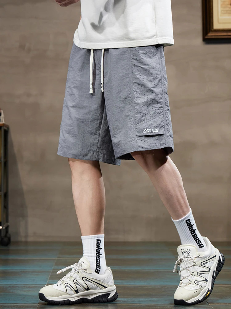 Ultra thin mens cargo shorts elastic waist casual outdoor sports pants straight loose military green gray shorts 250102
