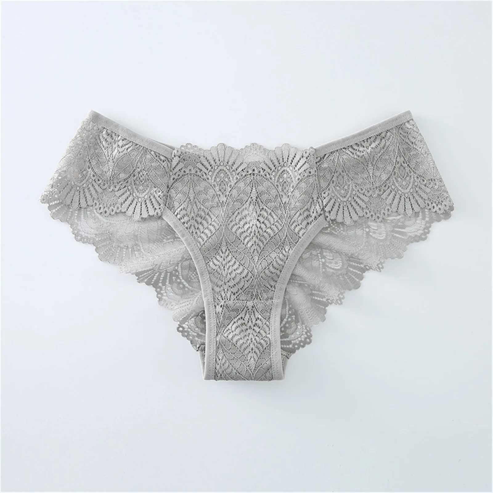 Lace decoration low waist underwear sexy perspective plus size underwear womens home underwear comfortable 4-color underwear W250103