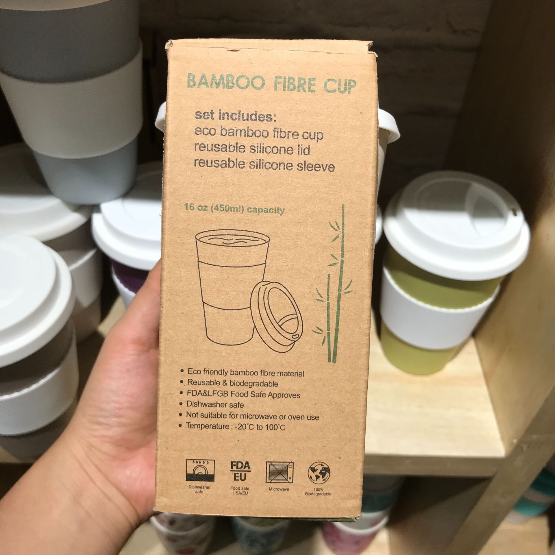 Travel Friendly Bamboo Fiber Tumbler with Lid Reusable Coffee and Juice Mug 500ml)
