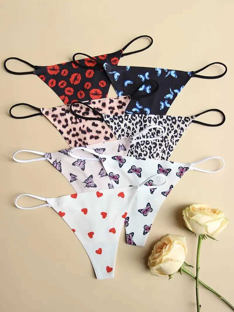 FINETOO 6-piece seamless printing thong sexy and comfortable breathable stretch intimate underwear womens underwear and lingerie W250103