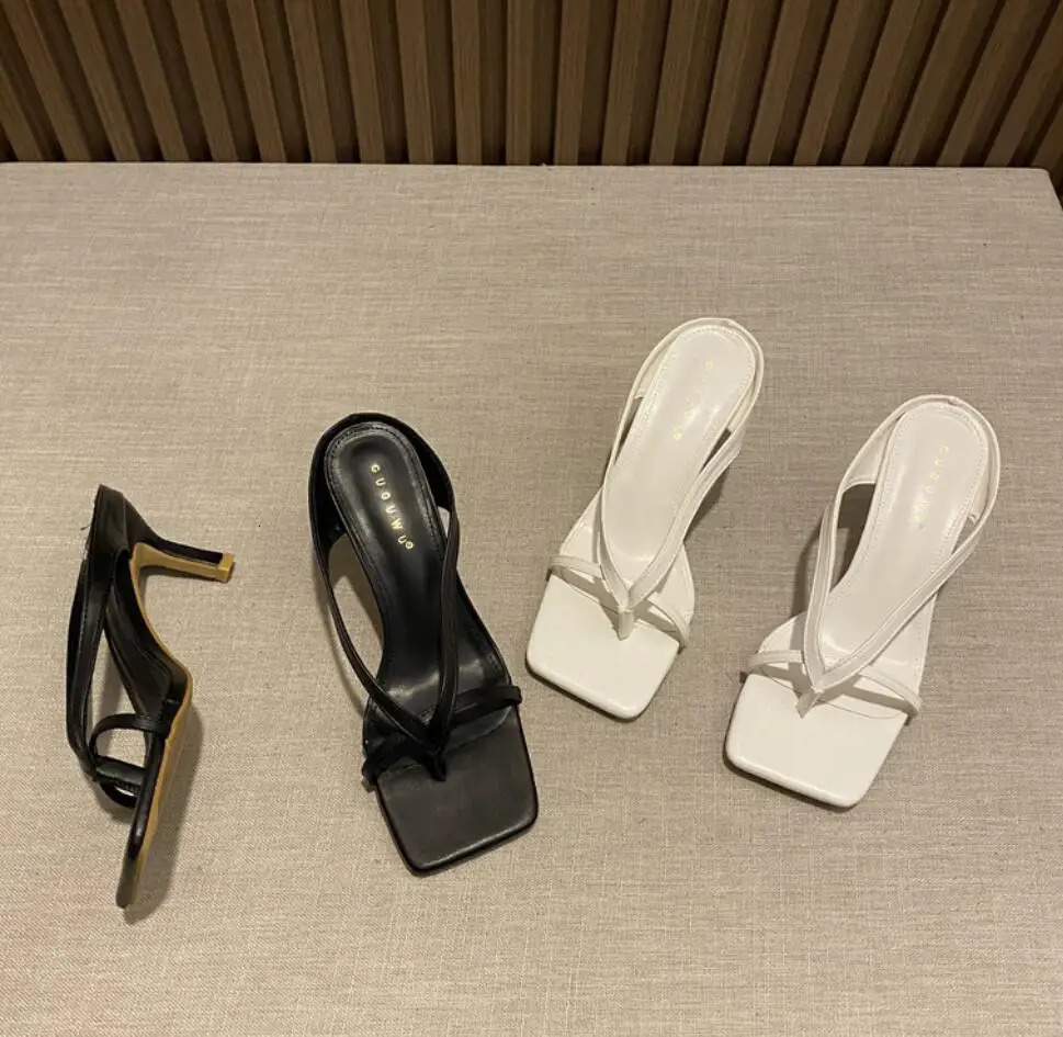 2024 Womens Heel Flip Flops Gold Silver High Heels White Sandals Women Mules Slippers Ladies Summer Shoes Calzado Mujer 250109