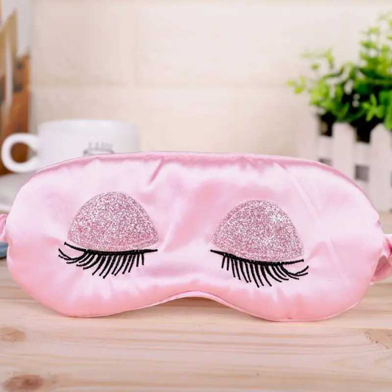 Eyeshade Eye Patch Womens Imitation Silk Glitter Sequins Long Eyelash Embroidery Sleeping Eye MaskXJ250103