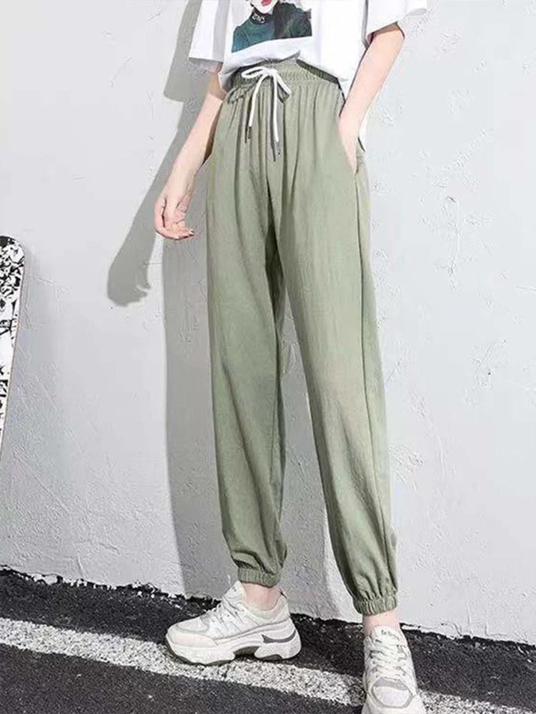 Winter womens harem pants woolen long thick Y2K sports pants runners trousers sports and casual earth colored warm pants 250102