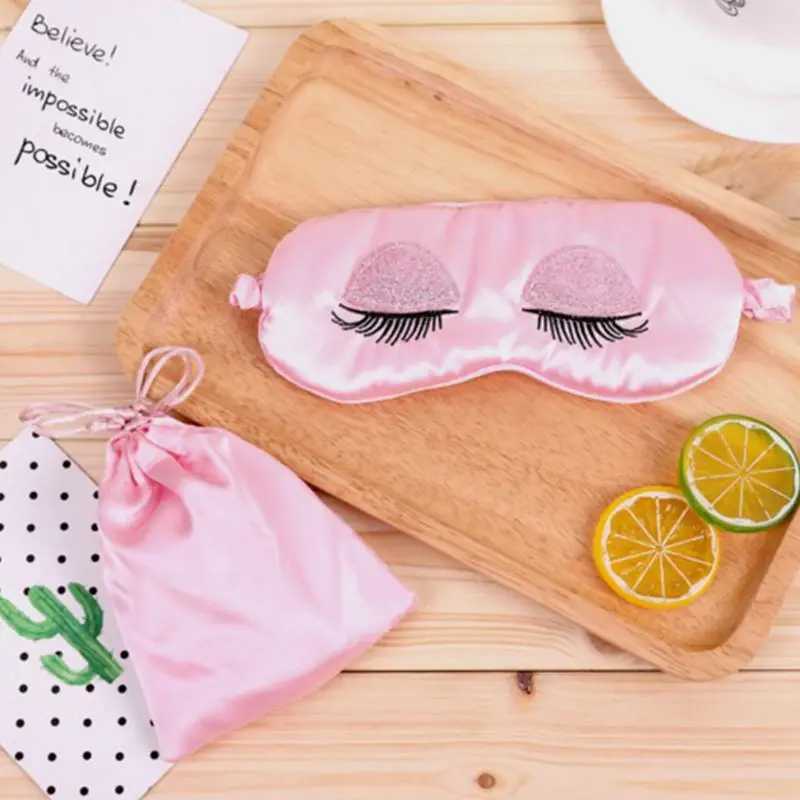 Eyeshade Eye Patch Womens Imitation Silk Glitter Sequins Long Eyelash Embroidery Sleeping Eye MaskXJ250103