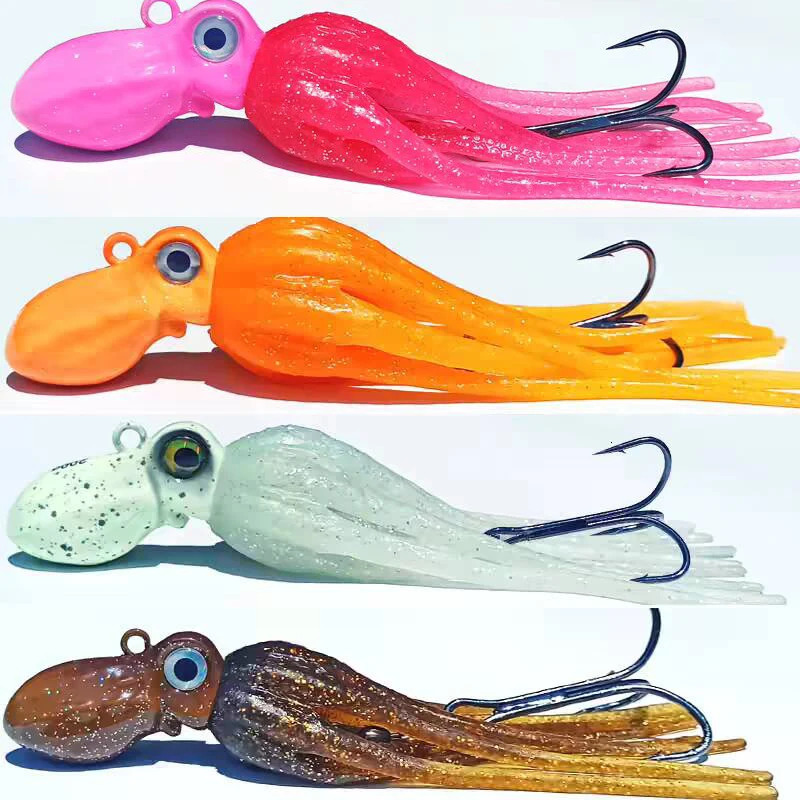 1PC Glow Trolling Lure Metal Head Octopus Squid Skirt Bait With Hook 100g150g200g250g300g350g400g Big Game Drag Fishing Lure 241231