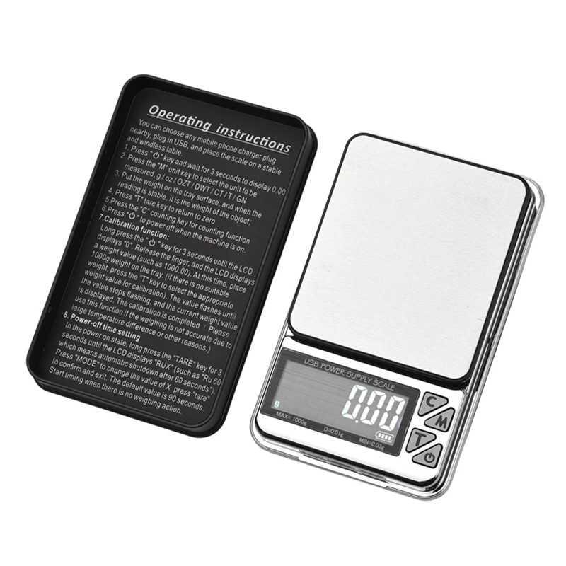 Precision 0.01g Mini Digital Pocket Scale USB Type C Power LCD Stainless Steel Electronic Jewelry Gold Counting Daily Balance Gram Scale W250103