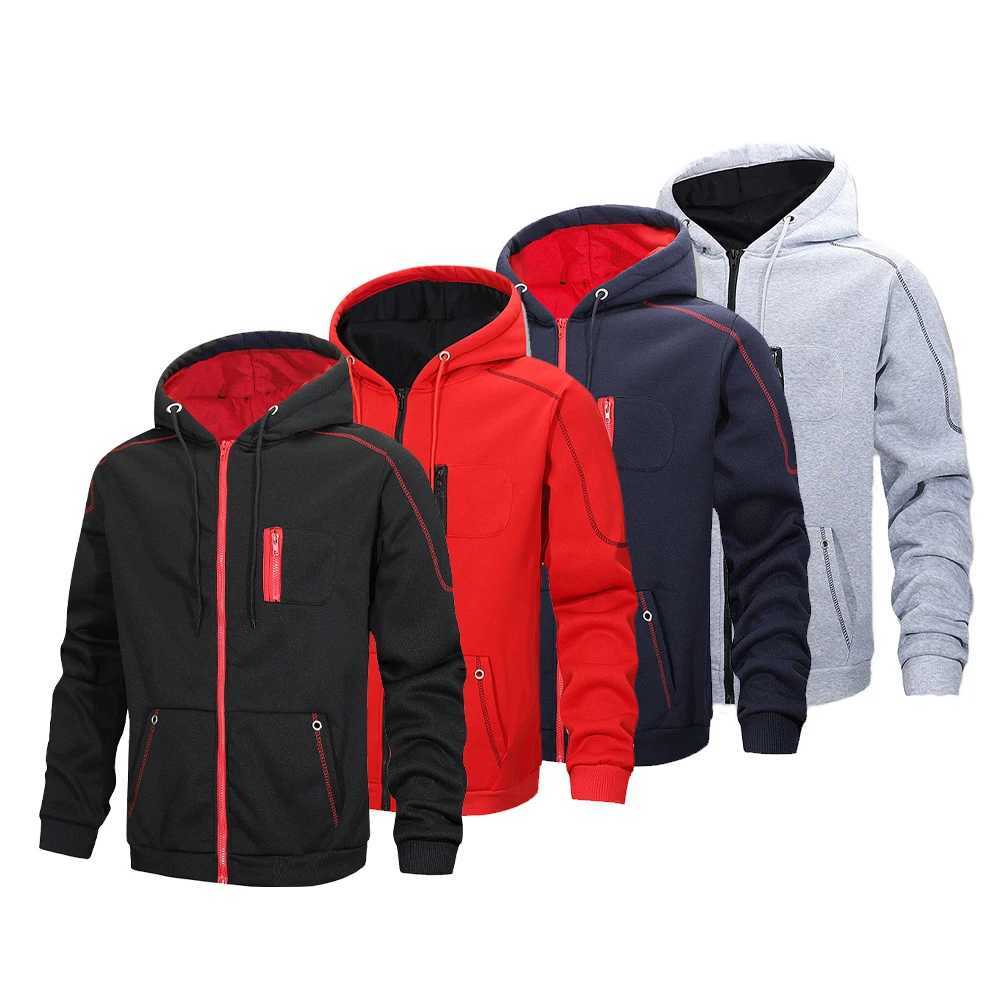 Mens hooded jacket spring and autumn outdoor sports jacket windproof zipper sports shirt high-quality casual sports jacket W250103