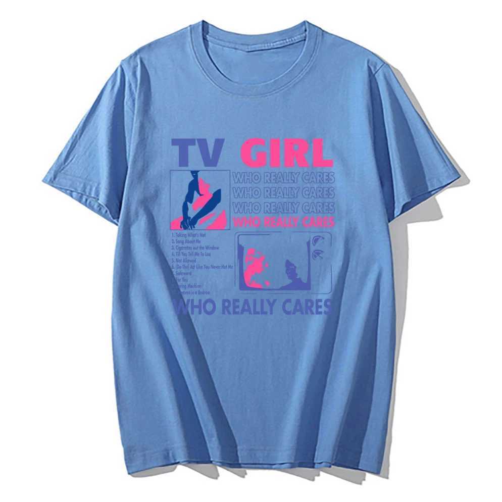 TV Girl Who Really Cares Graphic Print Cotton T-Shirts Men Women Short Sleeve T Shirt Oversized Harajuku Tees Tops Man ClothingXJ240102