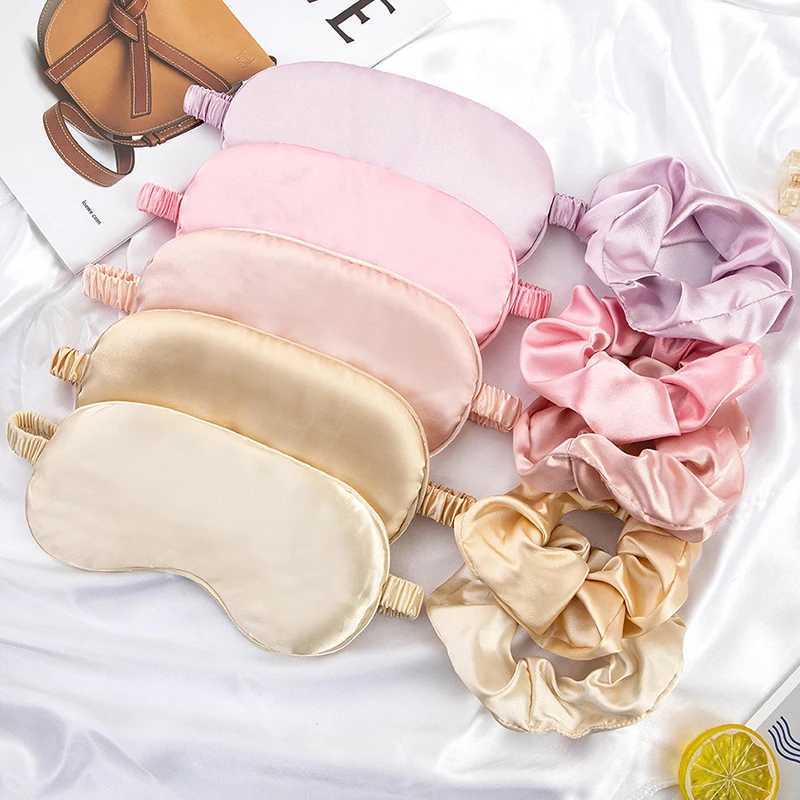 2Pcs/Set Women Imitated Silk Sleep Eye Mask Eye Patches Face Mask Eyeshade Blindfold Travel Rest Eye Cover Night EyeshadeXJ250103