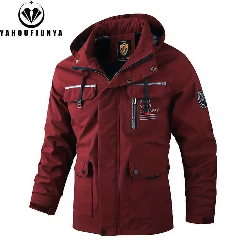 Spring and autumn 2025 mens outdoor windproof detachable hooded jacket mens solid casual loose jacket mens clothing top W250103