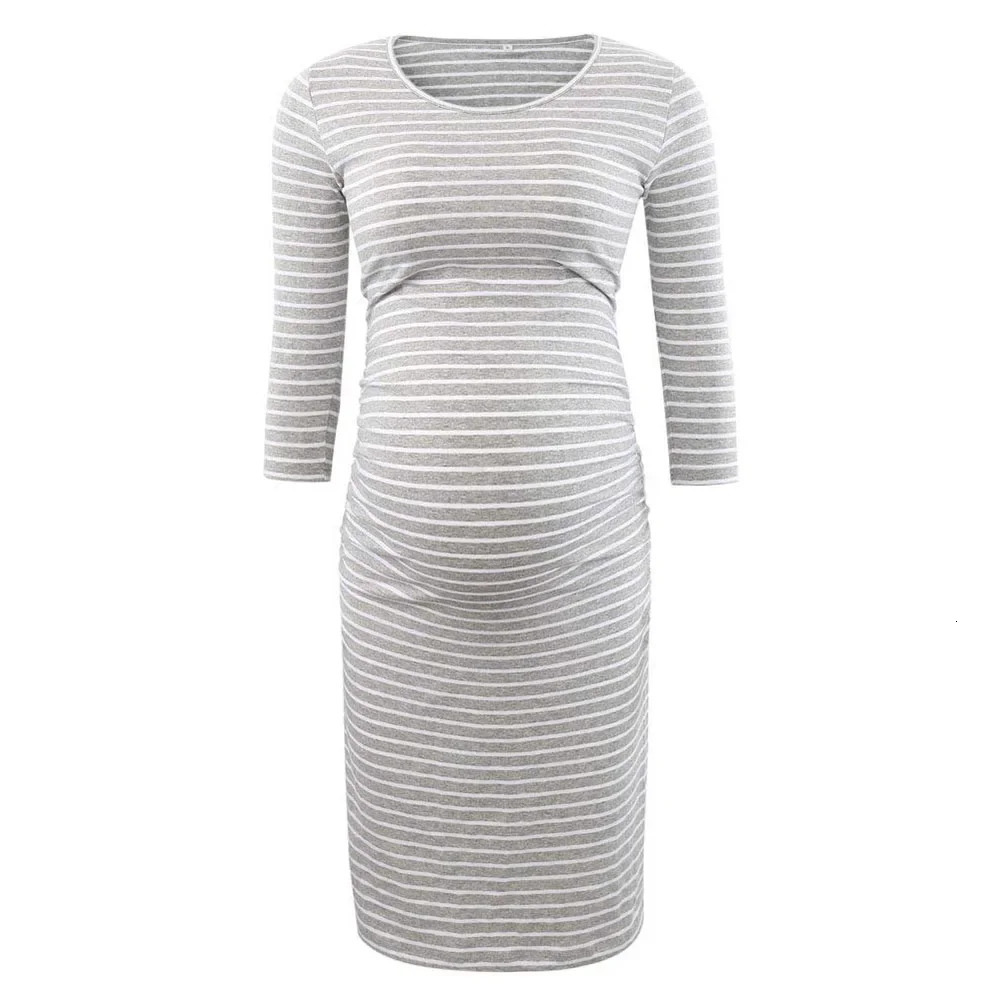 summer Womens Maternity Bodycon Ruched Side Dress Casual Short 3/4 Sleeve Dress for Daily Wearing Or Baby Shower 250103