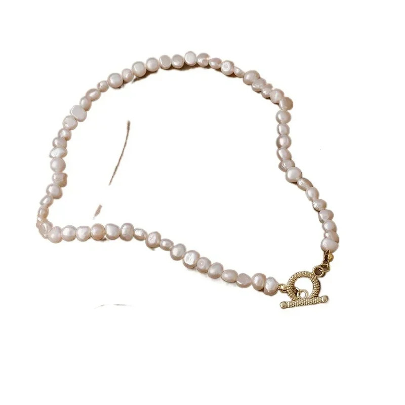 Minar Vintage Natural Baroque Freshwater Pearl Necklaces for Women Lady Gold Color Toggle Clasp Circle Chokers Necklace Jewelry 241230