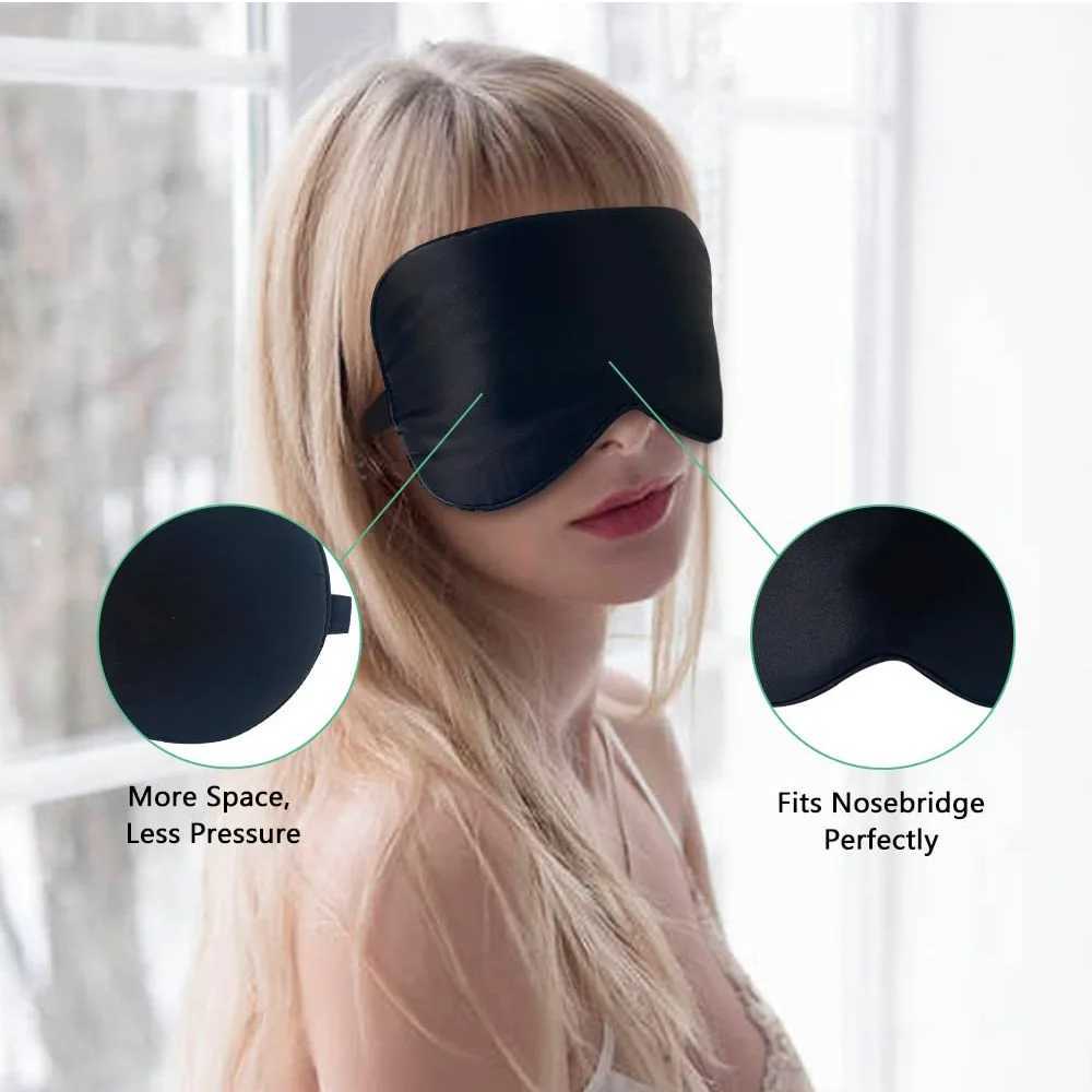 Silk Sleep Mask 100% Real Natural Pure Silk Eye Masks with Adjustable Strap for Sleeping Blocks Light Reduces Puffy Eyes GiftsXJ250103