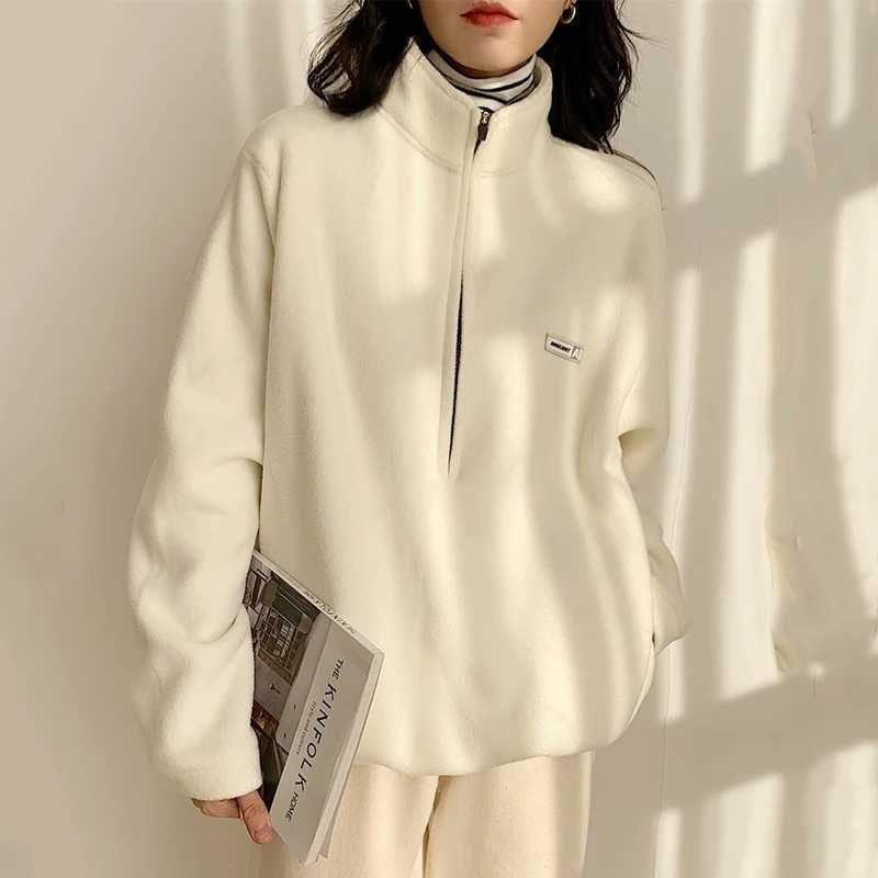 Gidyq womens polar wool sportswear casual Korean streetwear womens loose jacket autumn Harajuku fully matched zipper new style M250103