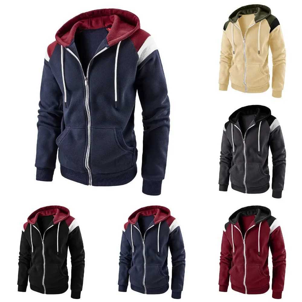 New mens hoodie color blocking casual loose hoodie spring autumn jacket mens streetwear Techwear W250103