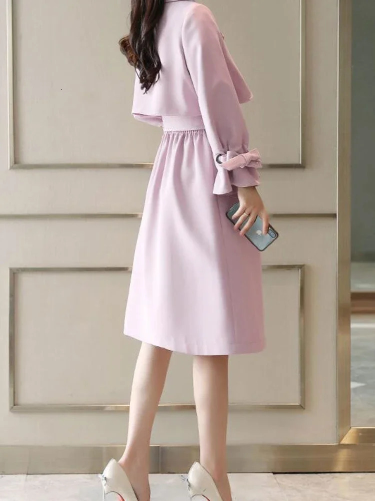 Windbreaker Womens Mid Length Version 2024 Spring Autumn Clothes Trend College Wind Thin Coat Clothes Trenchcoat S-XXXL 241224