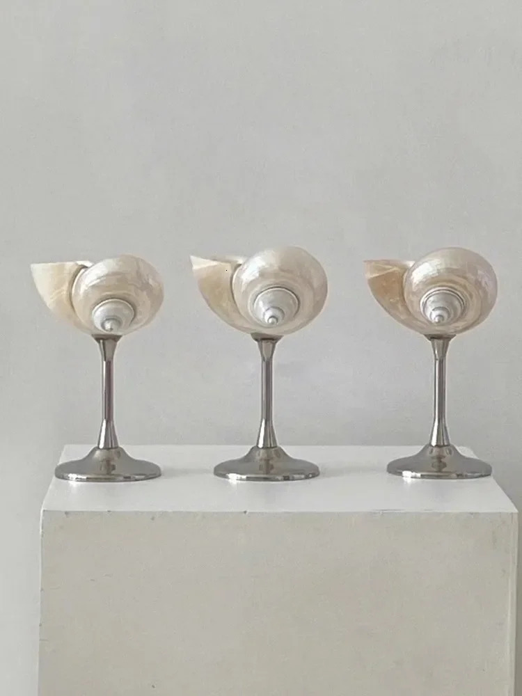 AhunderJiaz Retro Champagne Glasses Creative Natural Shell Cup Metal Retro Wine Glasses Party Cocktail Beverage Set 250102