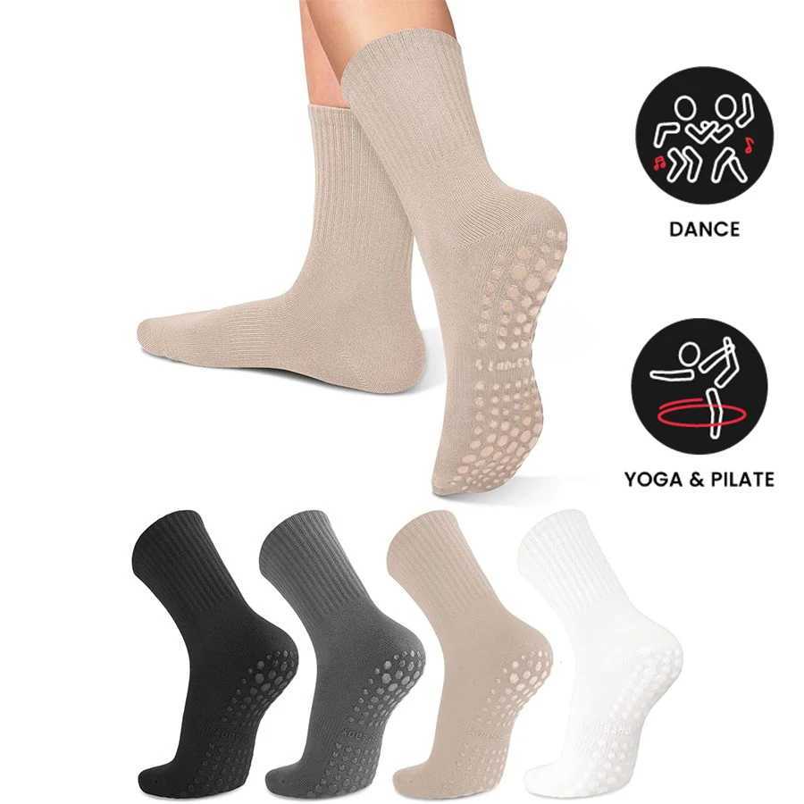 Sports Socks 1 pair Womens yoga socks solid color midsole anti slip grip yoga Pilates ballet socks S25131