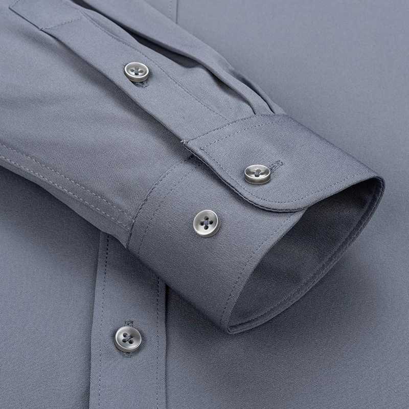 New mens solid color business shirt official thin classic basic casual ultra-thin white long sleeved social shirt brand clothing W250103