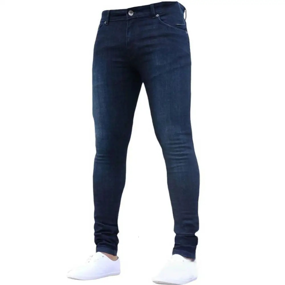 Jeans Blue Pants Streetwear Denim Men Stretch Fashion Skinny Jeans Trousers Long Autumn Winter Mens Fit Leggings 241230