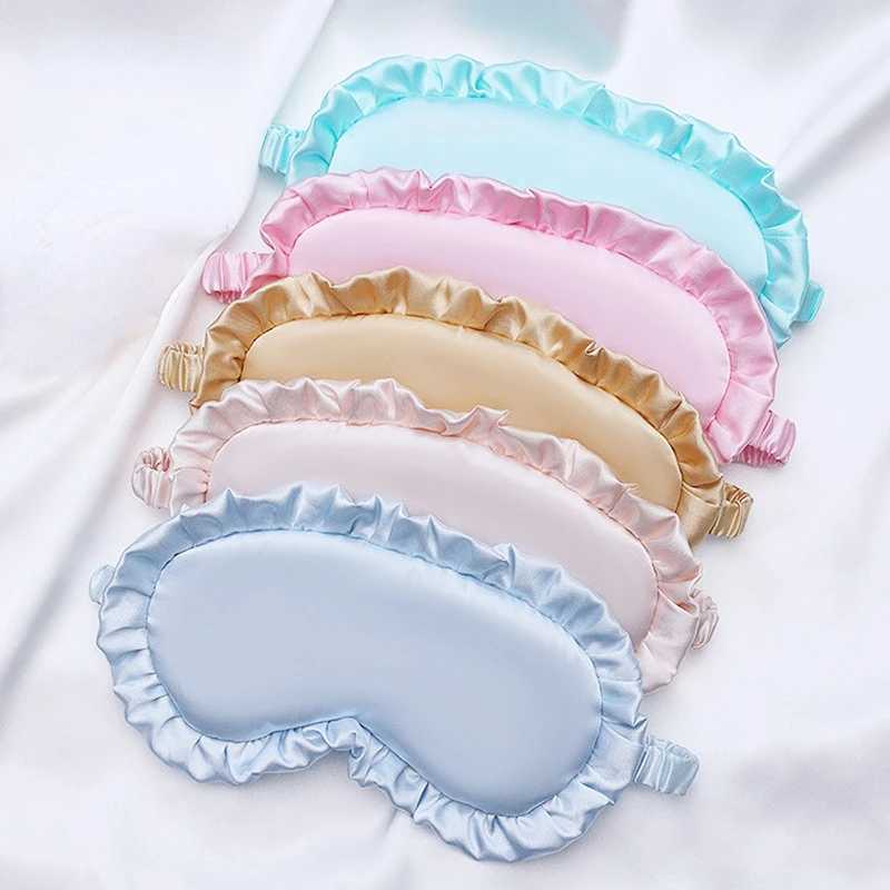 Silk Ruffle Sleep Eye Mask Soft Sleeping Eye Covers Multicolor Night Dream Blackout Eye Patches for Woman Man to Sleep BetterXJ250103