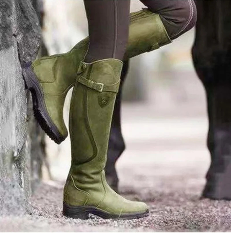 Boots Women Knee High Heels Long Suede Knee-High Square Thigh Hig Plus size womens leather boots Riding boots Motorcycle boots 250102