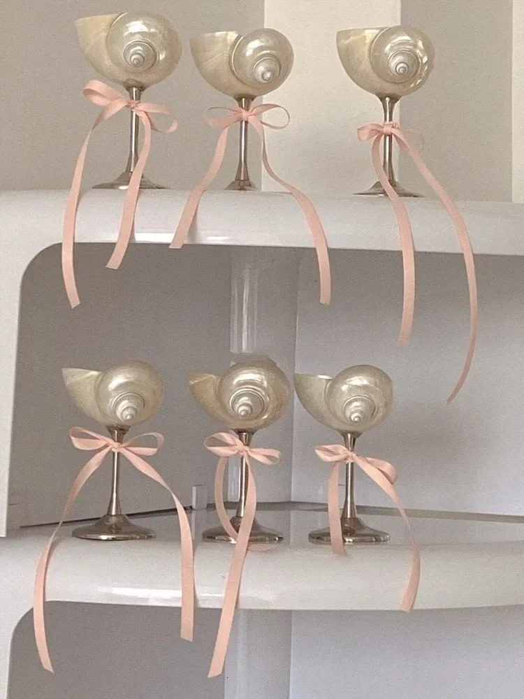 AhunderJiaz Retro Champagne Glasses Creative Natural Shell Cup Metal Retro Wine Glasses Party Cocktail Beverage Set 250102
