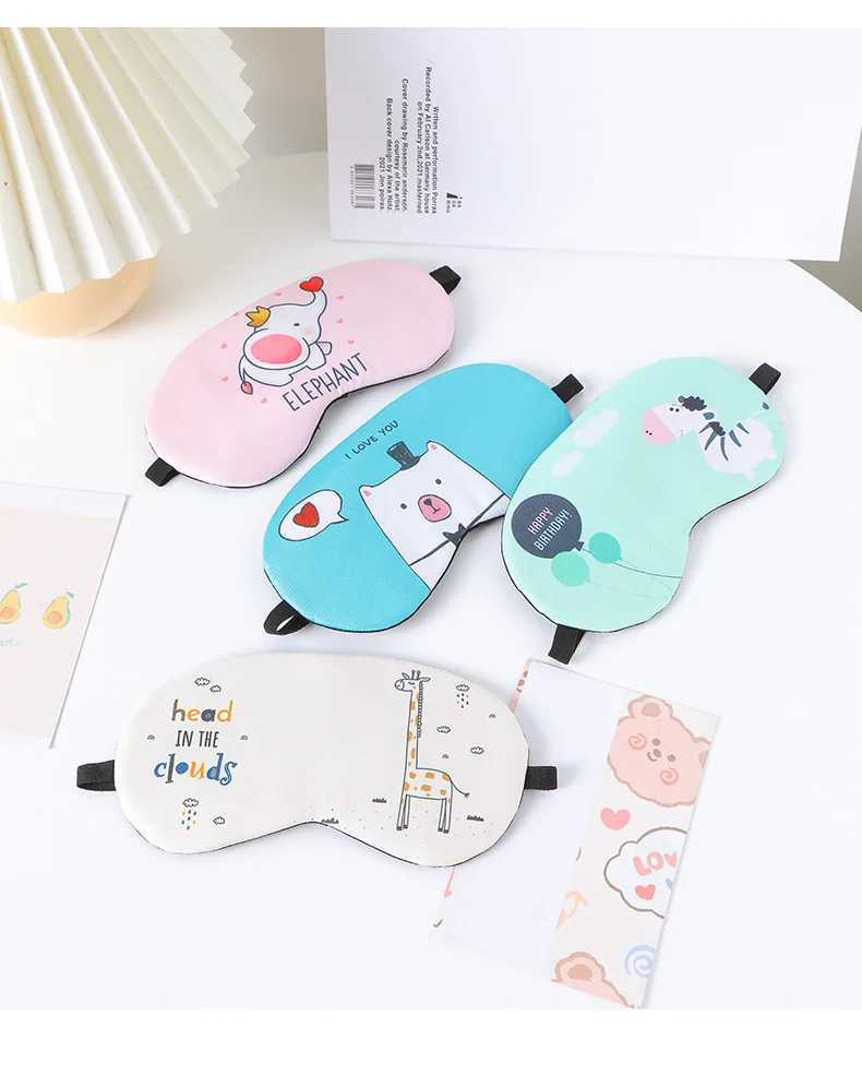 Cute Sleeping Mask Soft Cotton Sleeping Blindfold Cartoon Eye Cover Comfort Shading Travel Relax Eyeshade Health Eye CoverXJ250103