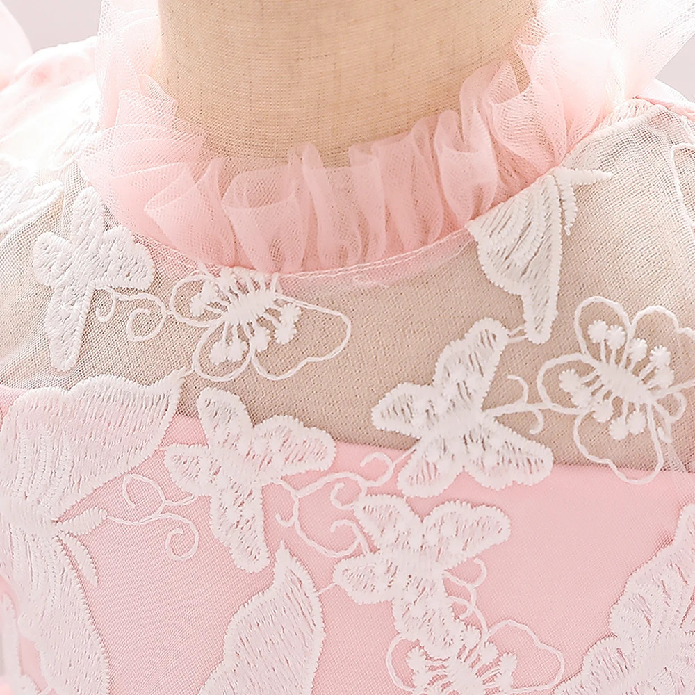 Toddler Butterfly Christening Princess Dress for Baby Lace Tulle 1 Year Birthday Party Girl Dress born Baptism Prom Ball Gown 250103