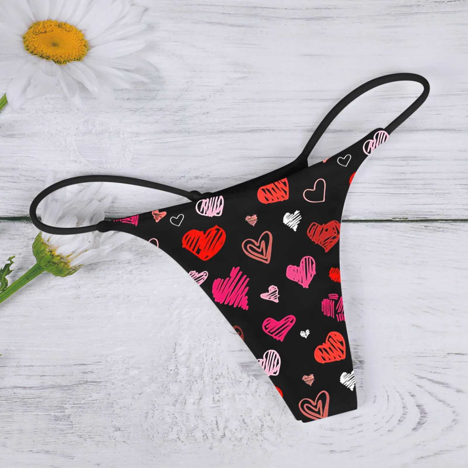 Love Printed Sexy G String Women T Back Low Rise Underwear Sexy Womens Thin Strip Bikini Seamless thong Womens Mini Braguitas W250103