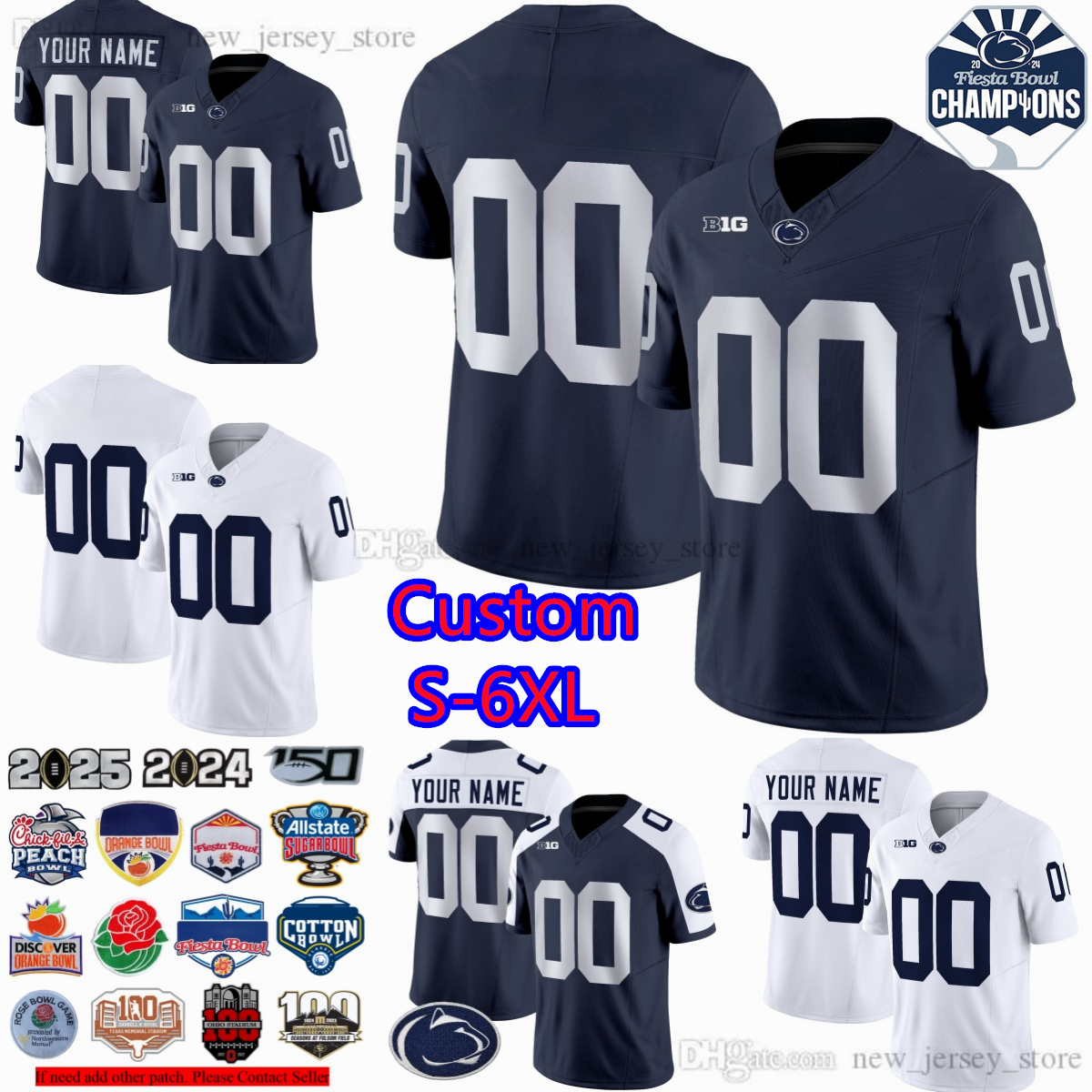 2025 Penn State Nittany Lions Football 15 Drew Allar Jersey Bowl Patch Rose 26 Saquon Barkley Jerseys 10 Nicholas Singleton 44 Tyler Warren Ham Carter Fleming Wallace