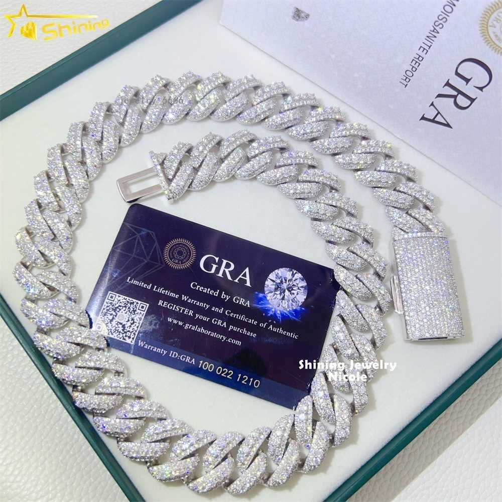 Top Quality Pass Diamond Tester Big Heavy Solid 925 Silver 20MM Men Miami Moissanite Cuban Link Chain
