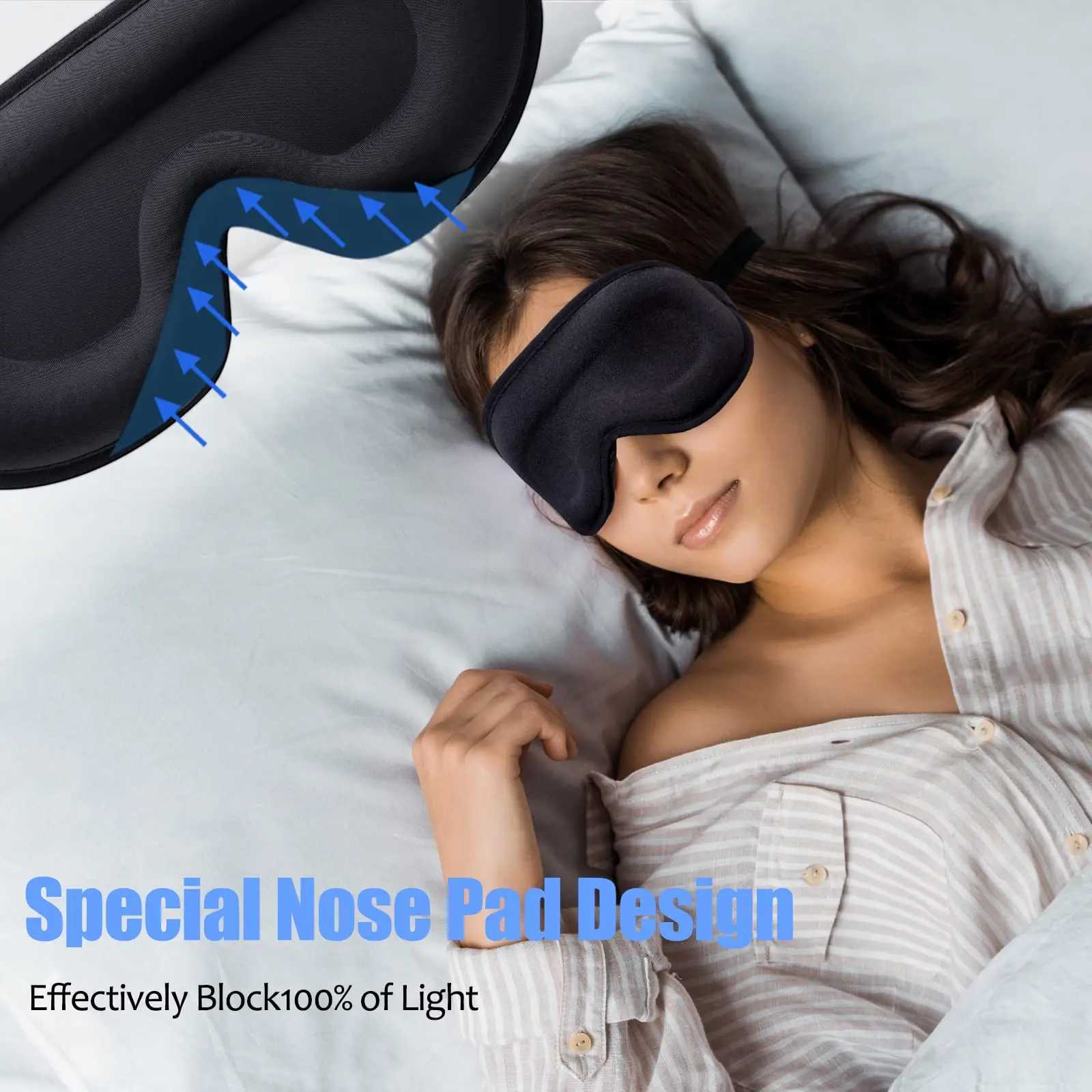 3D Sleep Mask for Men Women Soft Smooth Sleep Mask For Eyes100% Blockout Light Eye Mask Travel Shade Cover Rest Relax SleepingXJ250103