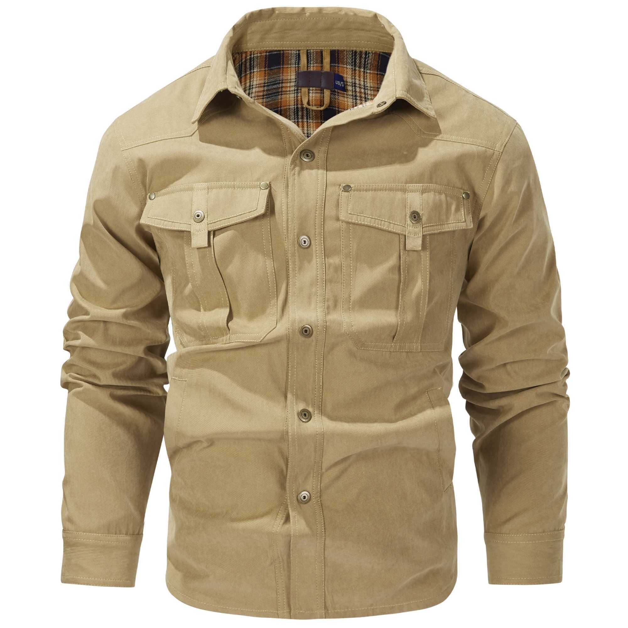 Winter mens long sleeved casual cotton shirt high-quality solid color Corduroy shirt brand clothing mens shirt W250103