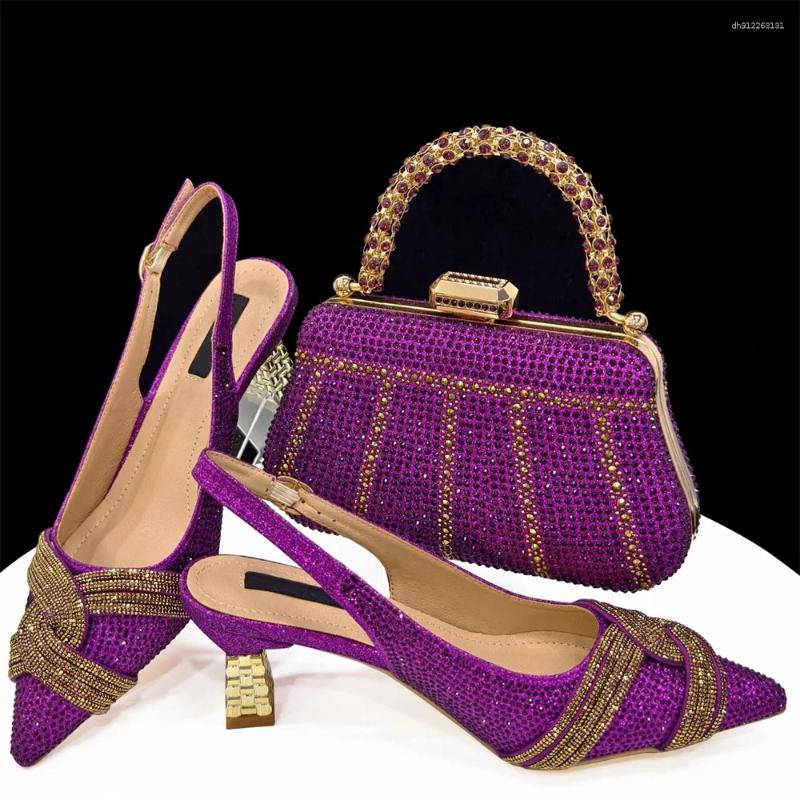 Dress Shoes Fashion Design Italian High Heels And Bags Set Woman Peep Toe Bag To Match For Evening