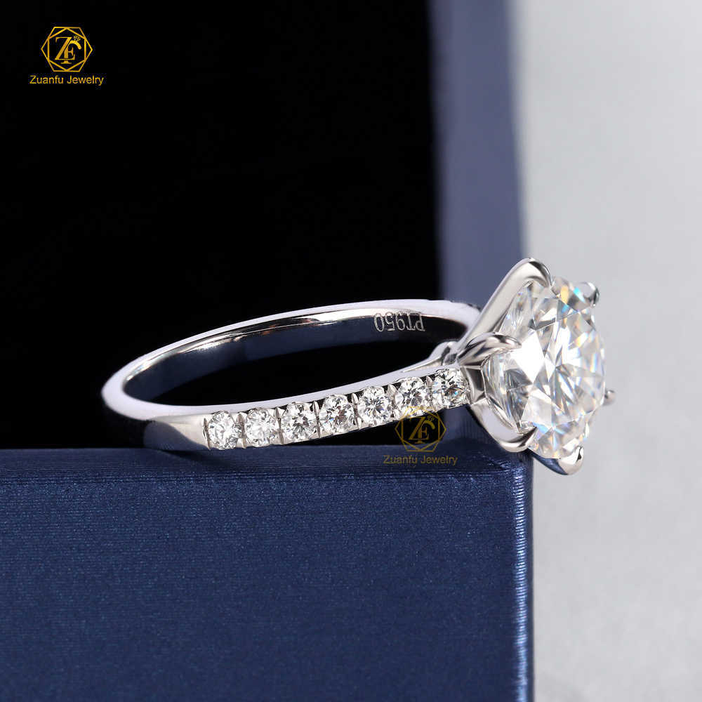 Custom Ring 18K Gold Platinum VVS 3CT Round Moissanite Engagement Ring White/Yellow/Rose Gold Moissanite Ring Wedding Ring