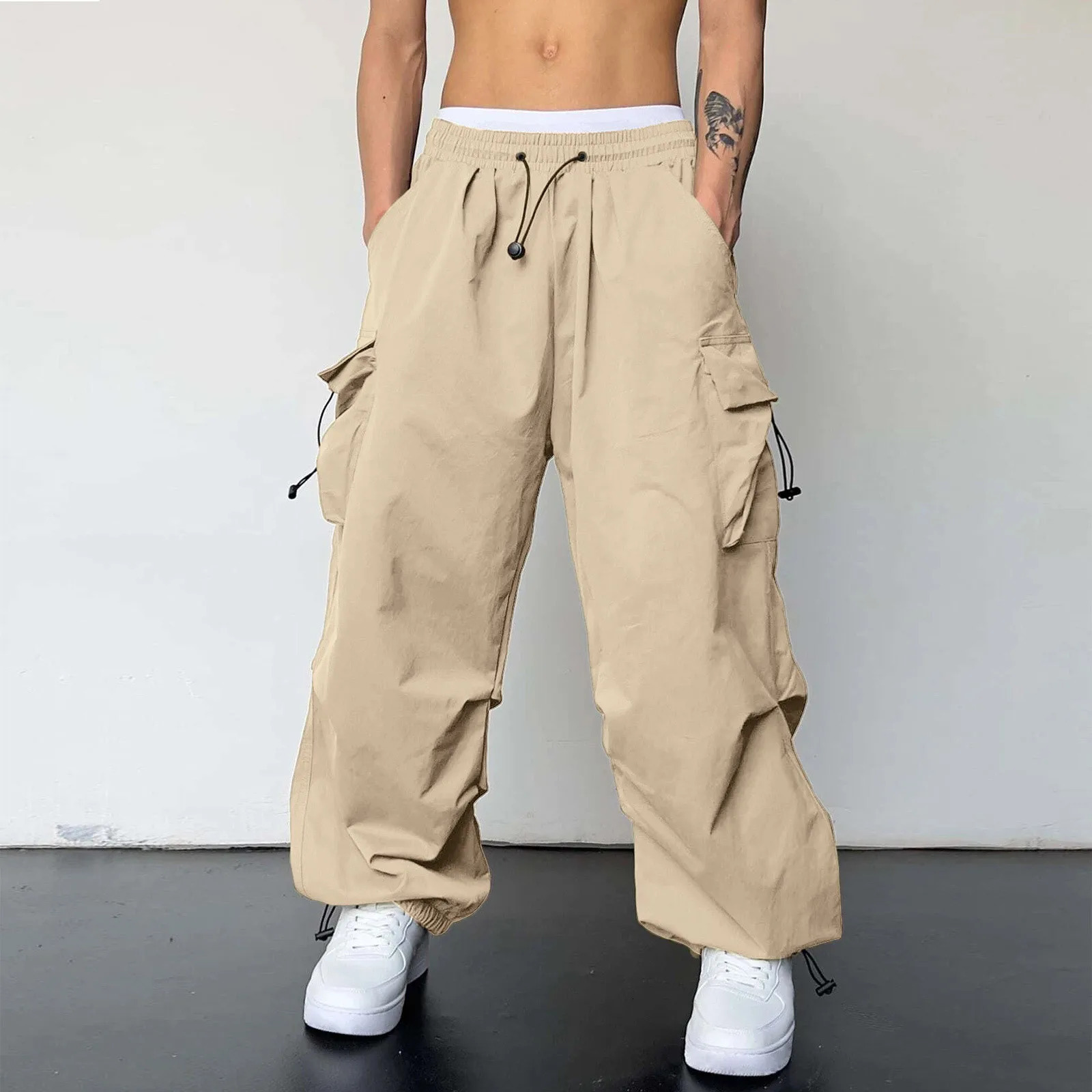 Oversized Carga Parachute Pants Men Y2k Hip Hop Streetvear Vintage Wide Leg Jaggers Baggy Casual Sweatpants Techwear Harajuku 250103