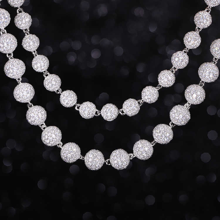 Yu Ying 925 Solid Silver 4mm 8mm 10mm Wide Chain VVS Round Moissanite Ball Shape Cuban Link Chain For Hip Hop Jewelry