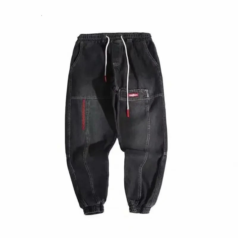 Men Streetwear Hip Hop Cargo Pants Mens Jeans Elastic Harem Joggers Pants Autumn Spring Trousers Men Clothing S-4XL 241230