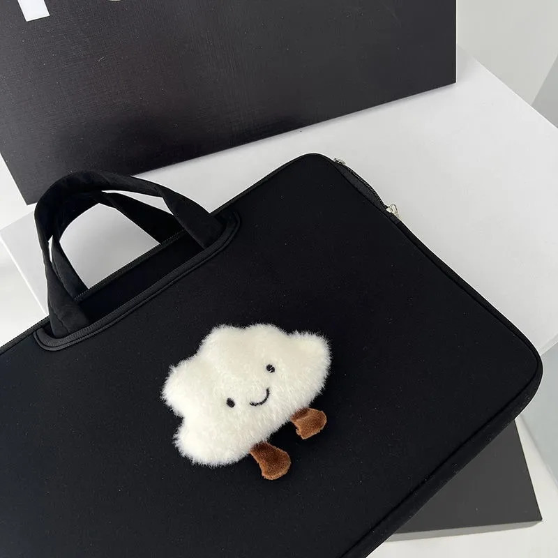 Ins Black Laptop Bag 11 11.6 13.3 14 15 15.6 16 Inch Cover For MacBook Air Pro Notebook Case Women Portable Handbag Briefcase 250102