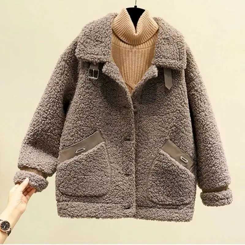 Fashion cashmere coat casual jacket womens new autumn and winter Korean style short sleeved polar wool coat womens jacket M250103