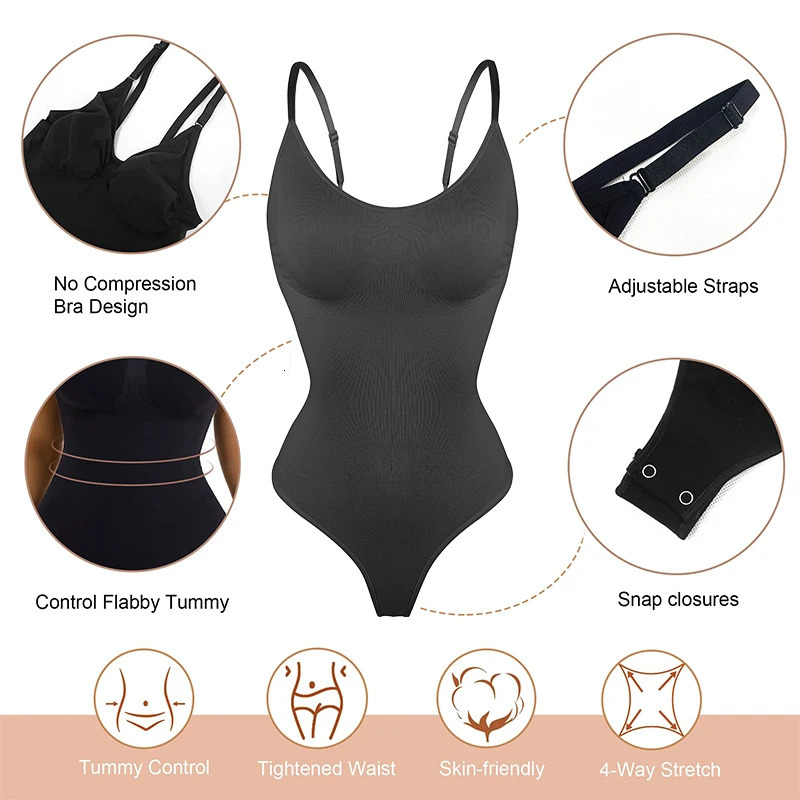 Backless Bodysuit Women Tummy Control Shapewear Seamless Sculpting Thongs Body Shaper Low Back Tank Top Summer Leotard 250103