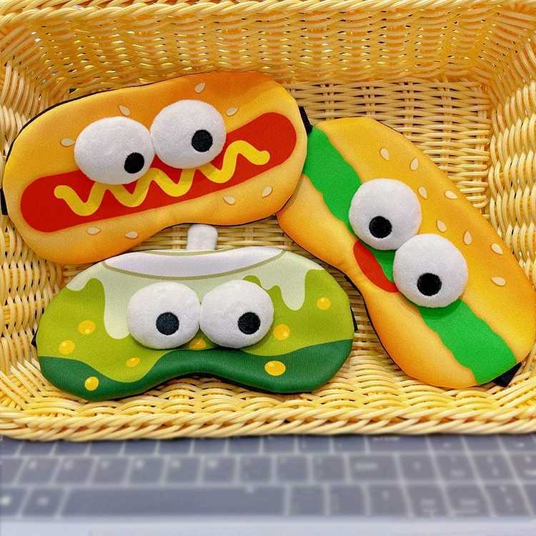 Funny Hamburger Sleep Mask Cute Soft Eye Cover Travel Rest Eye Band s Eyeshade Patch Blindfold For Women Girls Eye MaskXJ250103