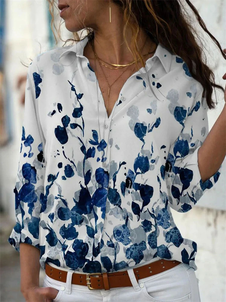 Elegant and fashionable womens loose long sleeved plus size womens casual top 250102