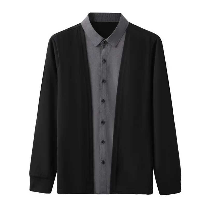 Mens cardigan fake two-piece shirt jacket fake two-piece best-selling book for autumn 2024 fake two-piece new cardigan W250103