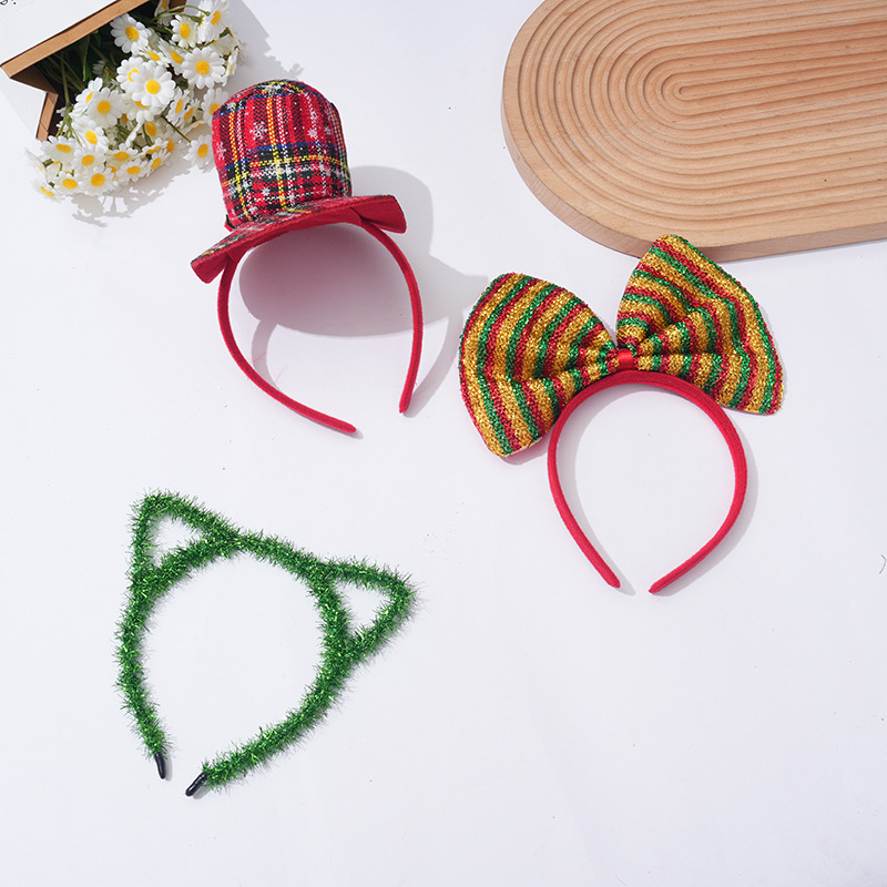 New European and American Christmas Hair Clip Butterfly Tie Hair Band Cat's ears Steamed cat-ear shaped bread Headwear Cartoon Children's Cu