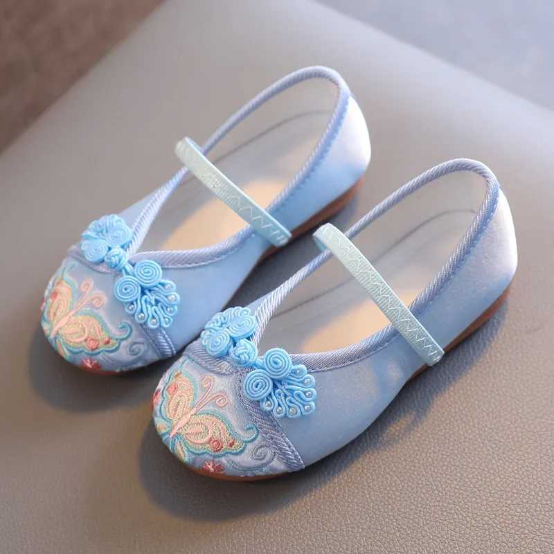 Girls Hanfu shoes childrens embroidered shoes flat shoes ethnic style cloth shoes students ancient style shoes girls performance shoes M250103